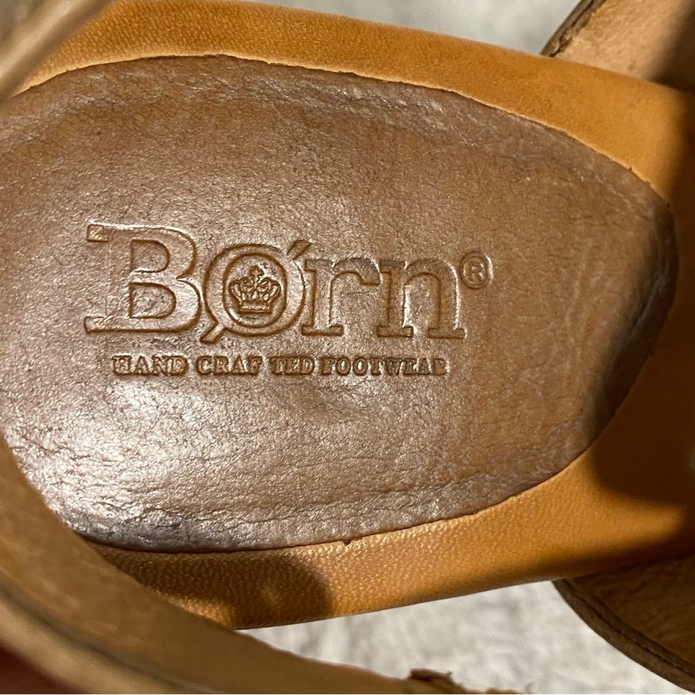 Born Cindie Two-Tone Leather Heeled Open Toe Sandals Women’s Size 11M Slingback - Picture 8 of 13